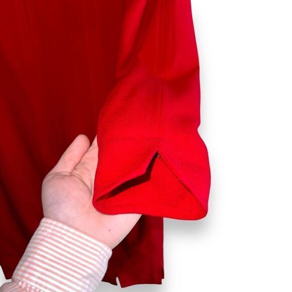 Linda McMillan Red L/S V-Neck Knit Dress Sz 12 - Picture 4 of 7